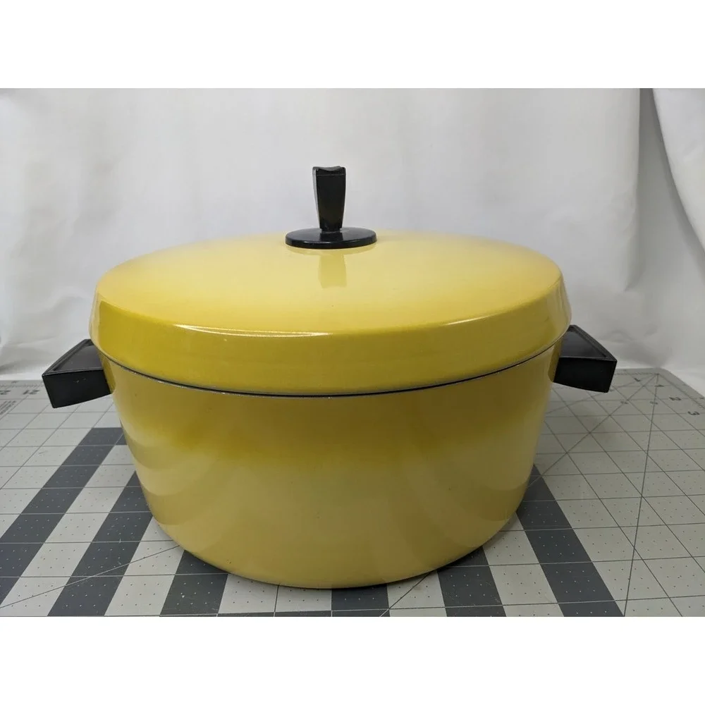 Vintage Aluminum 5 Qt Stock Pot‎ Lid Yellow Made in the USA